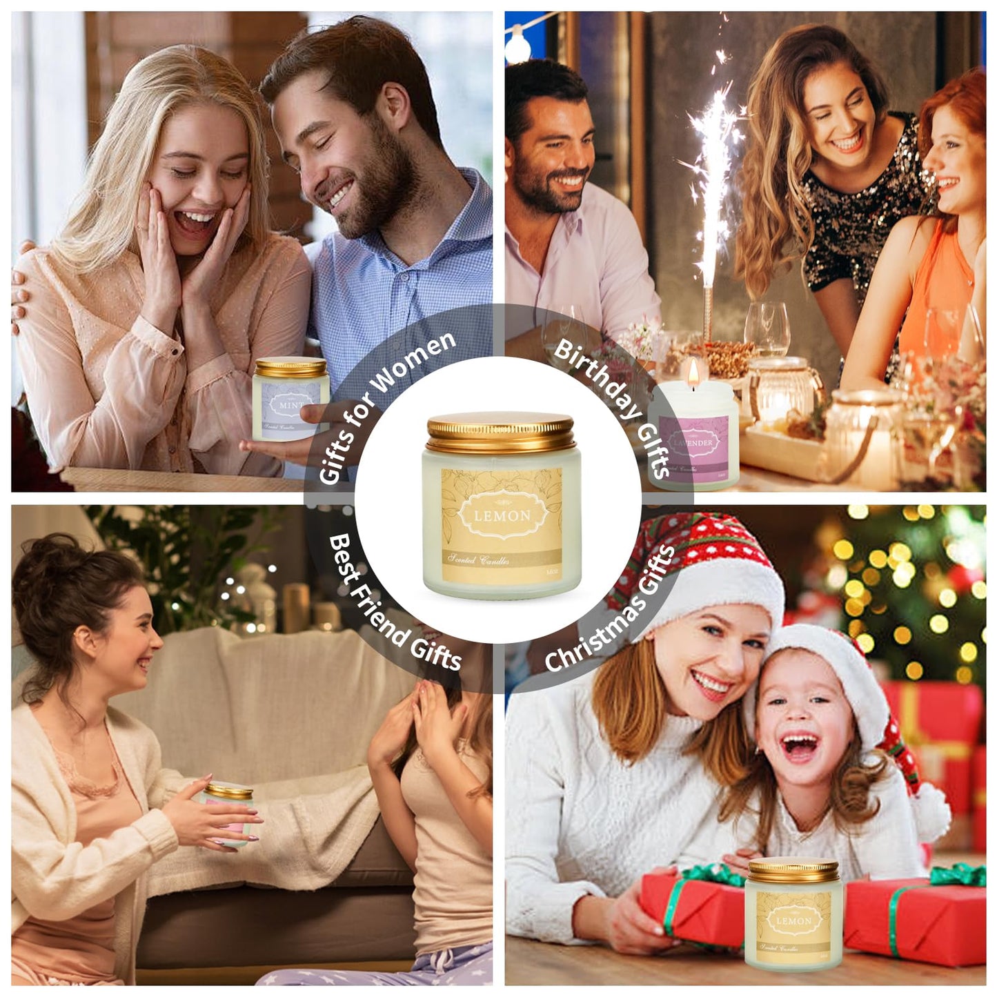 6 Pack Candles for Home Scented,Jar Candles,Lavender Candle,Aromatherapy Candle Gifts Set for Women,Long Lasting Scented Candles Gift for Birthday Mother's Thanksgiving Day Present