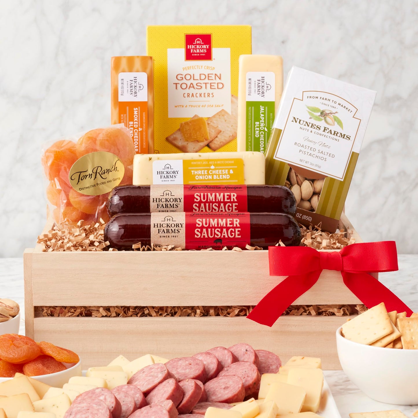 California Delicious Meat and Cheese Gift Crate, 7 Piece Set