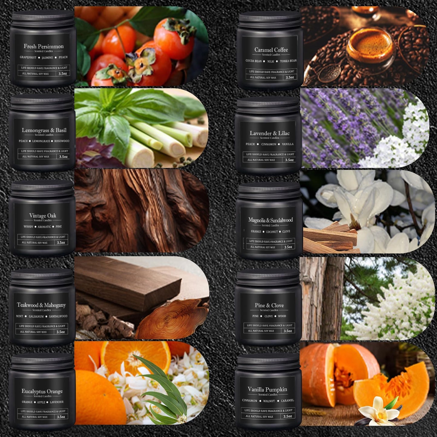 10 Pack Scented Candles for Men, Men Candle Gifts Set, Candles for Home Scented, Aromatherapy Masculine Candle Gifts Set for Man, Boyfriend, Father's Day, Birthday, 28 Oz Soy Wax, Cotton Wick