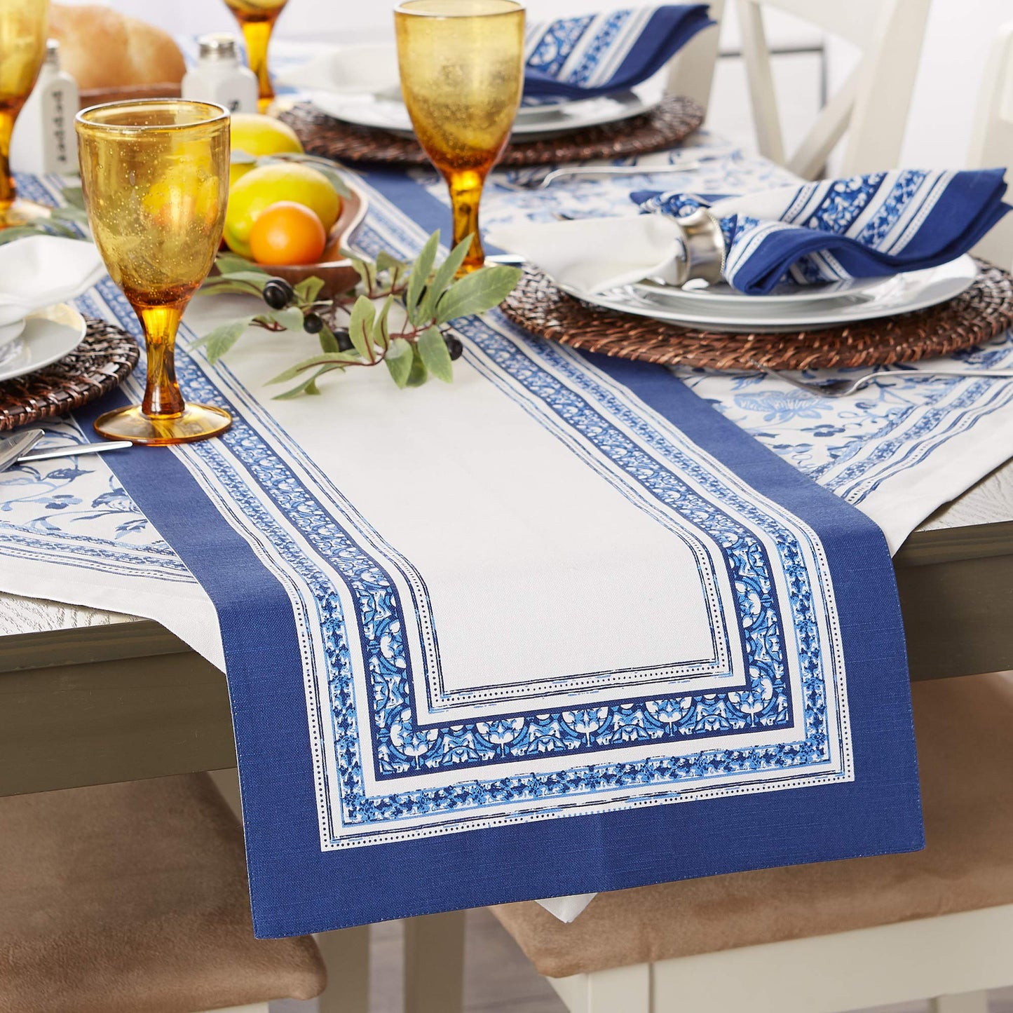 DII Table Top Décor Collection Spring & Summer Table Runner, 14x72, Porto Stripe Print