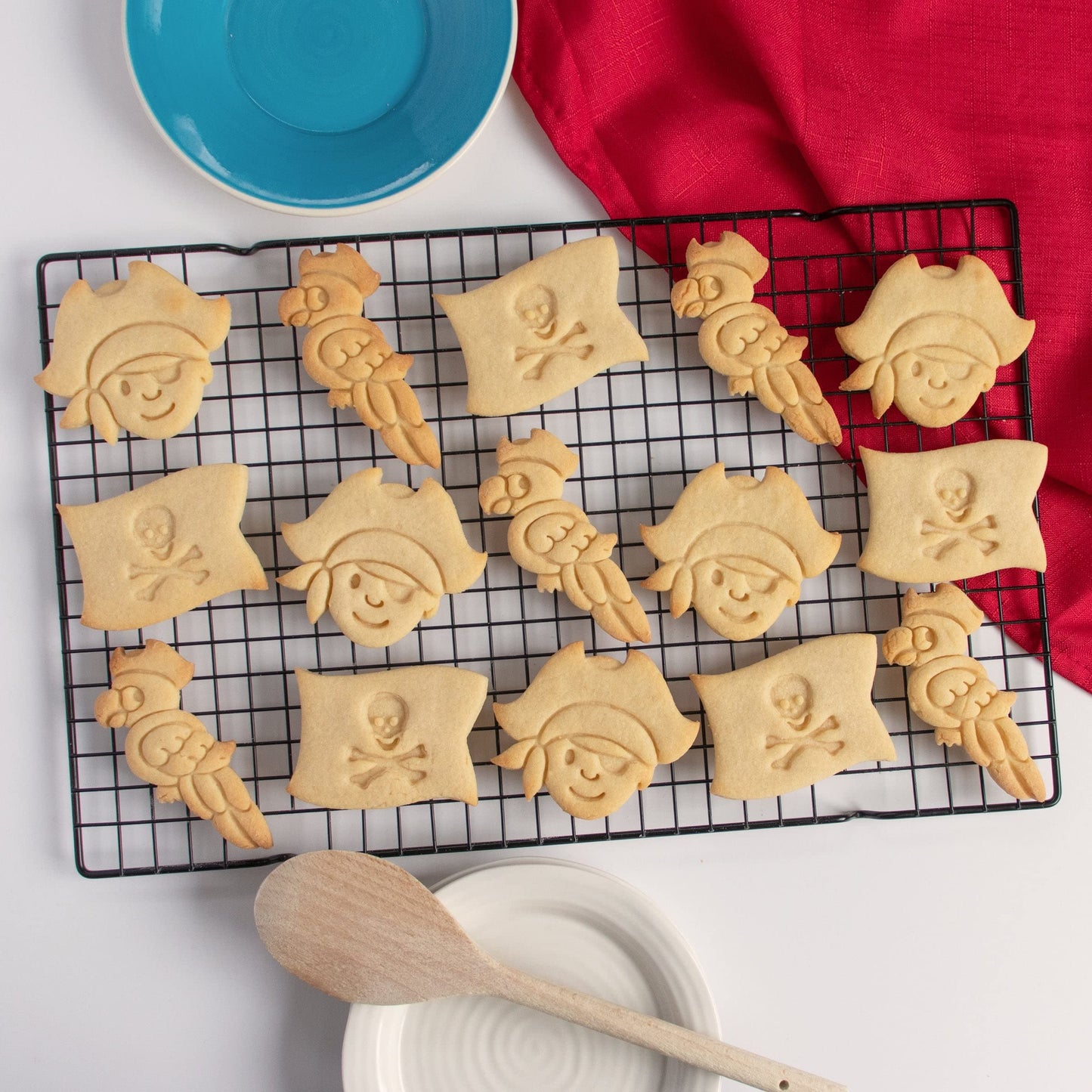 Bakerlogy Pirate Theme Cookie Cutters (Pirate Flag, Boy, Parrot) - Set of 3 Pieces