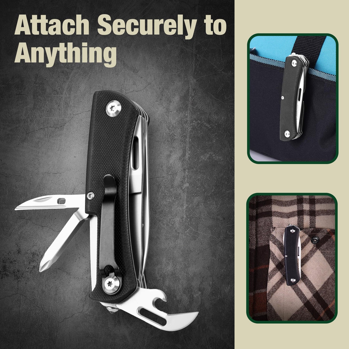 MOSSY OAK Multitool Pocket Knife, 10-in-1 Folding Pocket Knife Multitool with Stainless Steel Blade, Saw, Can Opener, Screwdrivers – EDC Tool for Camping, Hiking, Survival, Father Day Gifts