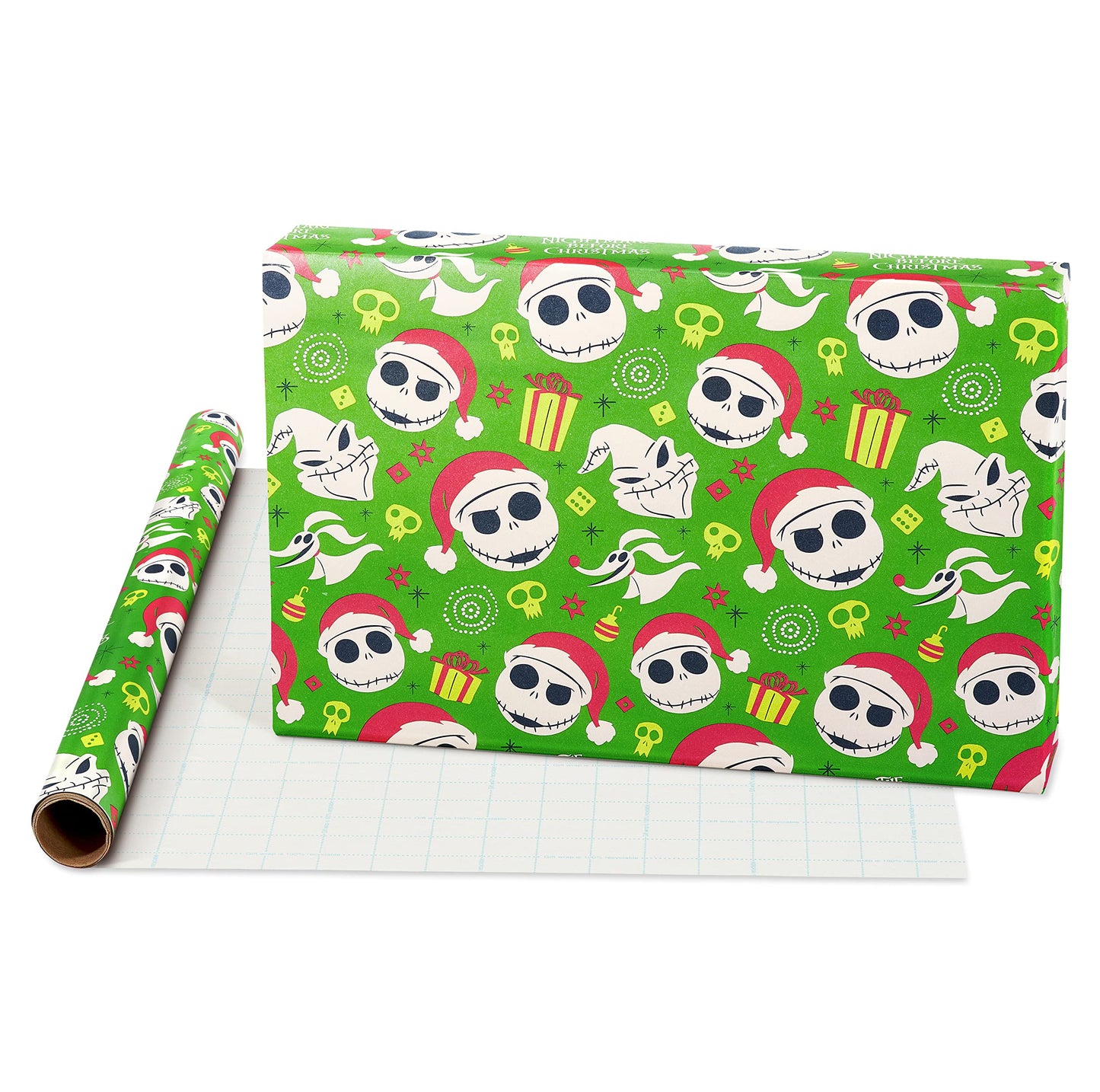 American Greetings 105 sq. ft. The Nightmare Before Christmas Christmas Wrapping Paper Bundle with Cut Lines, Jack Skellington and Zero (3 Rolls 30in. x 14 ft.)