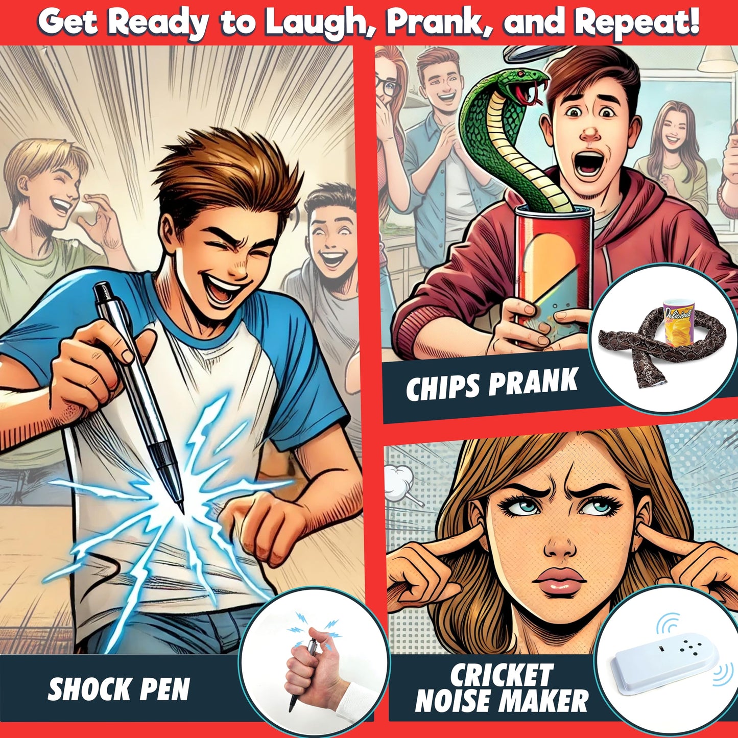 BLOONSY Prank Kit for Teens and Adults | Fart Spray, Cricket Noise Maker and Over 20 Prank Stuff | Prank Toys Pack Set Box for Gifts for Kids