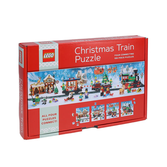 Lego Christmas Train Puzzle: Four Connecting 100-Piece Puzzles (Jigsaw)