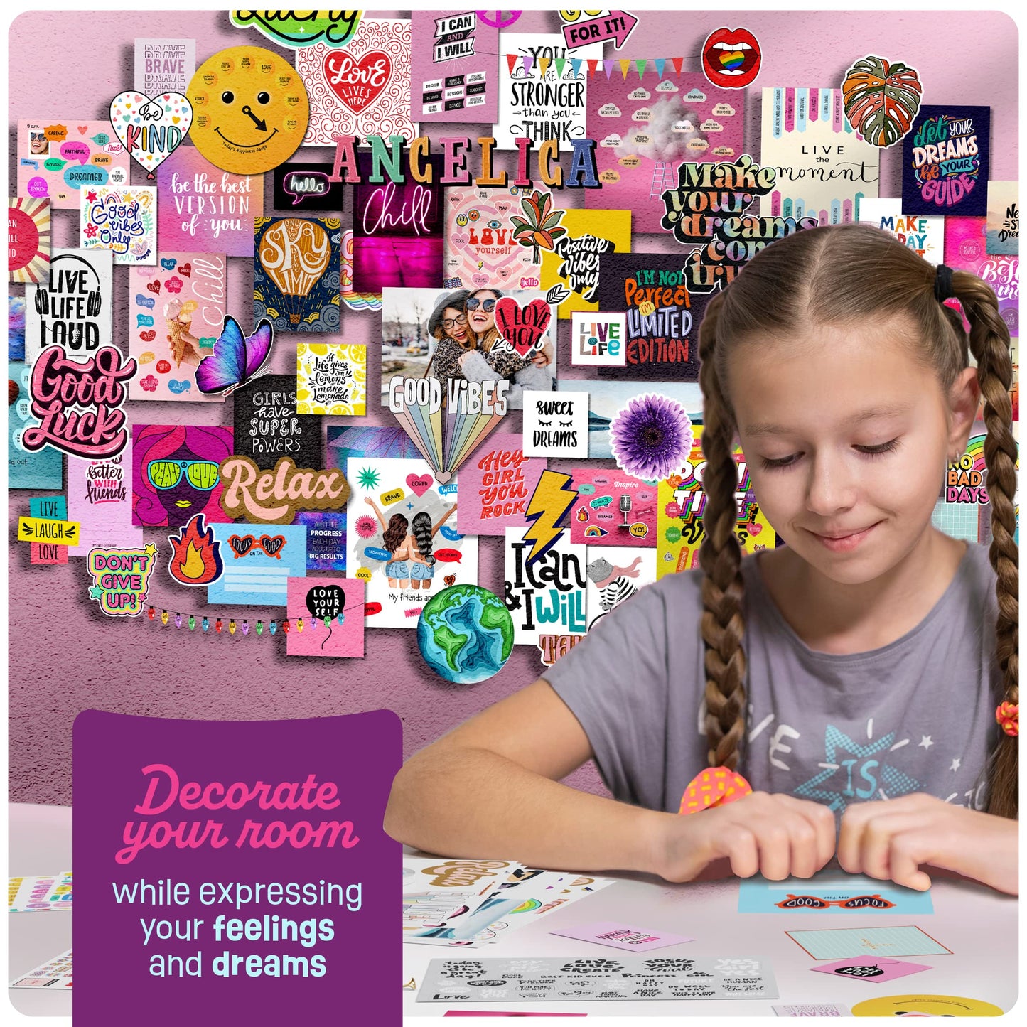 Pretty Me Wall Collage Kit for Teen & Tween Girls - Arts Craft Gift Ideas for Age 11, 12,13, 14, 15, 16 Year Old Girl - Birthday Gifts and Stuff for Teenage Bedroom Decor - Teens Creative Crafts Kits