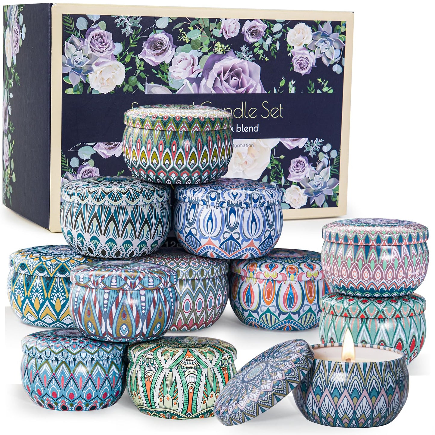 Scented Candles Gift Set, 12 Pack Aromatherapy Candles for Women, Candles for Home Scented, 300H Long Burning, Soy Wax Candle Set, Gifts for Mom Women SPA Birthday Anniversary Stocking Stuffers