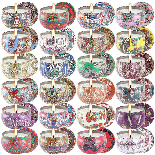 24 Scented Candles Set - Natural Soy Wax and Fragrance - 2.5 Oz Jar Candle Gifts Set for Home Decor Bath Relaxing